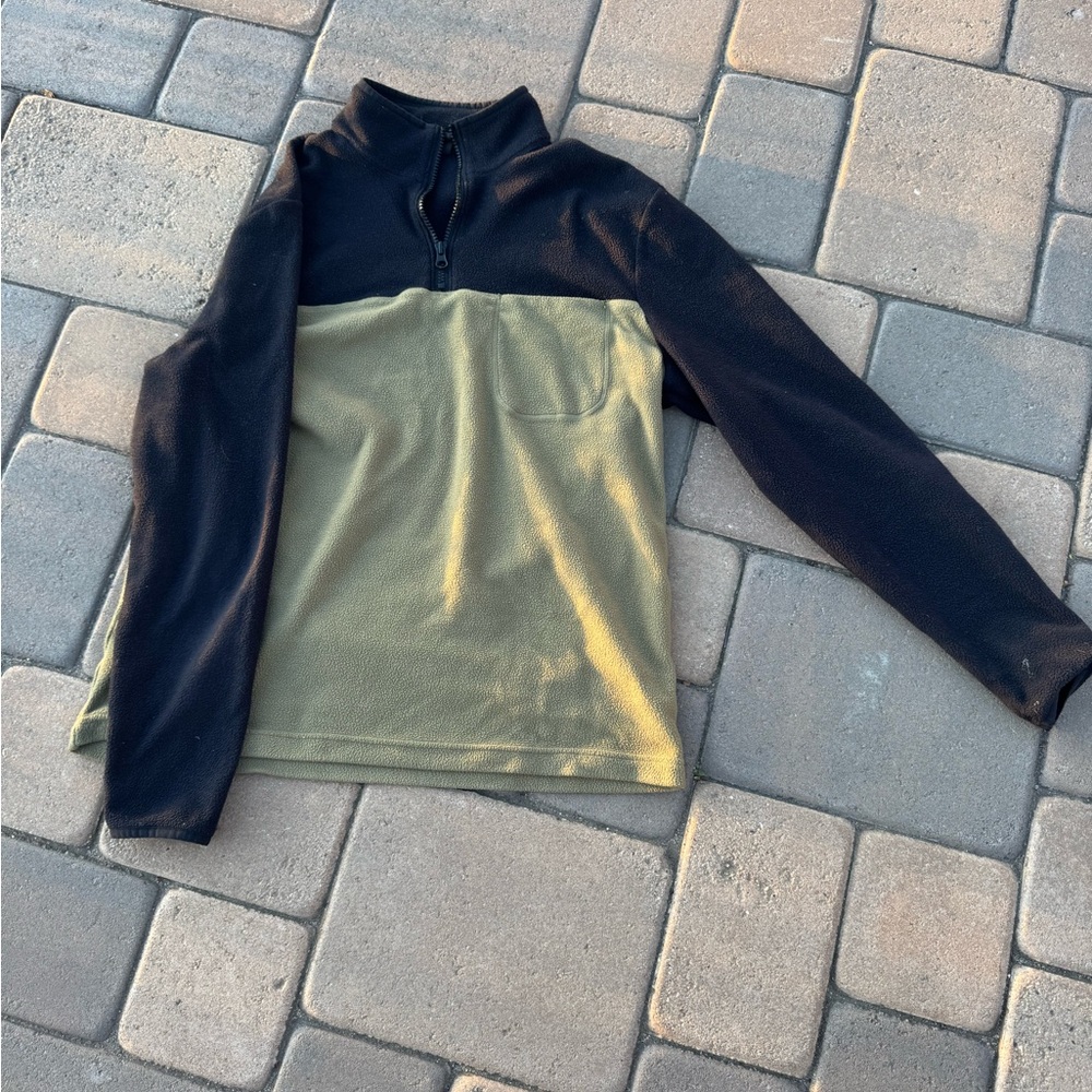 Black and Olive Quarter-Zip Pullover